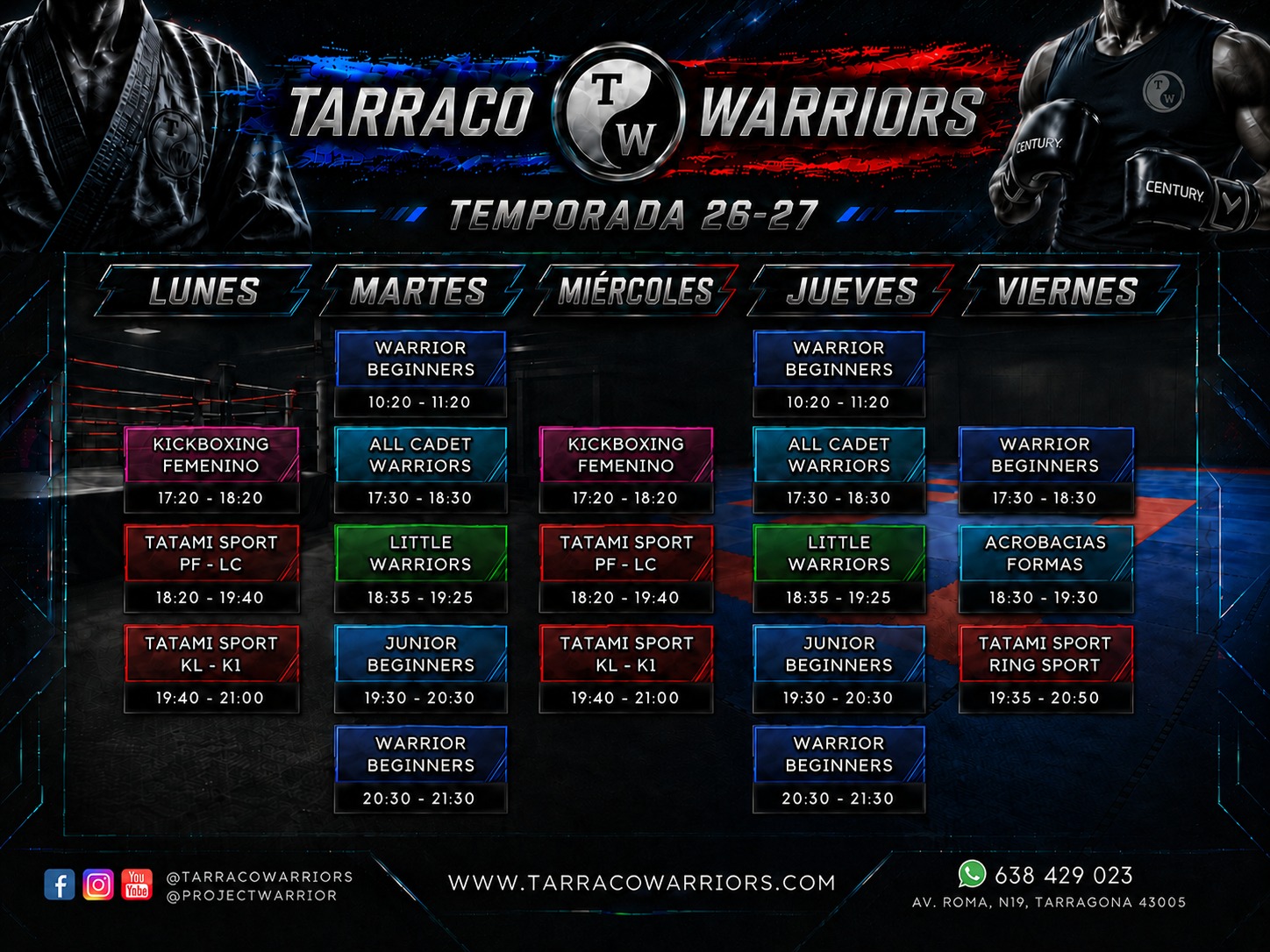 Horario Temporada 2026-2027 Tarraco Warriors